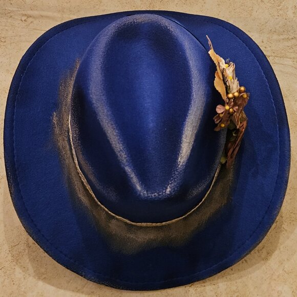 Custom Fedora Cobalt Blue Adjustable size NEW - Picture 4 of 4